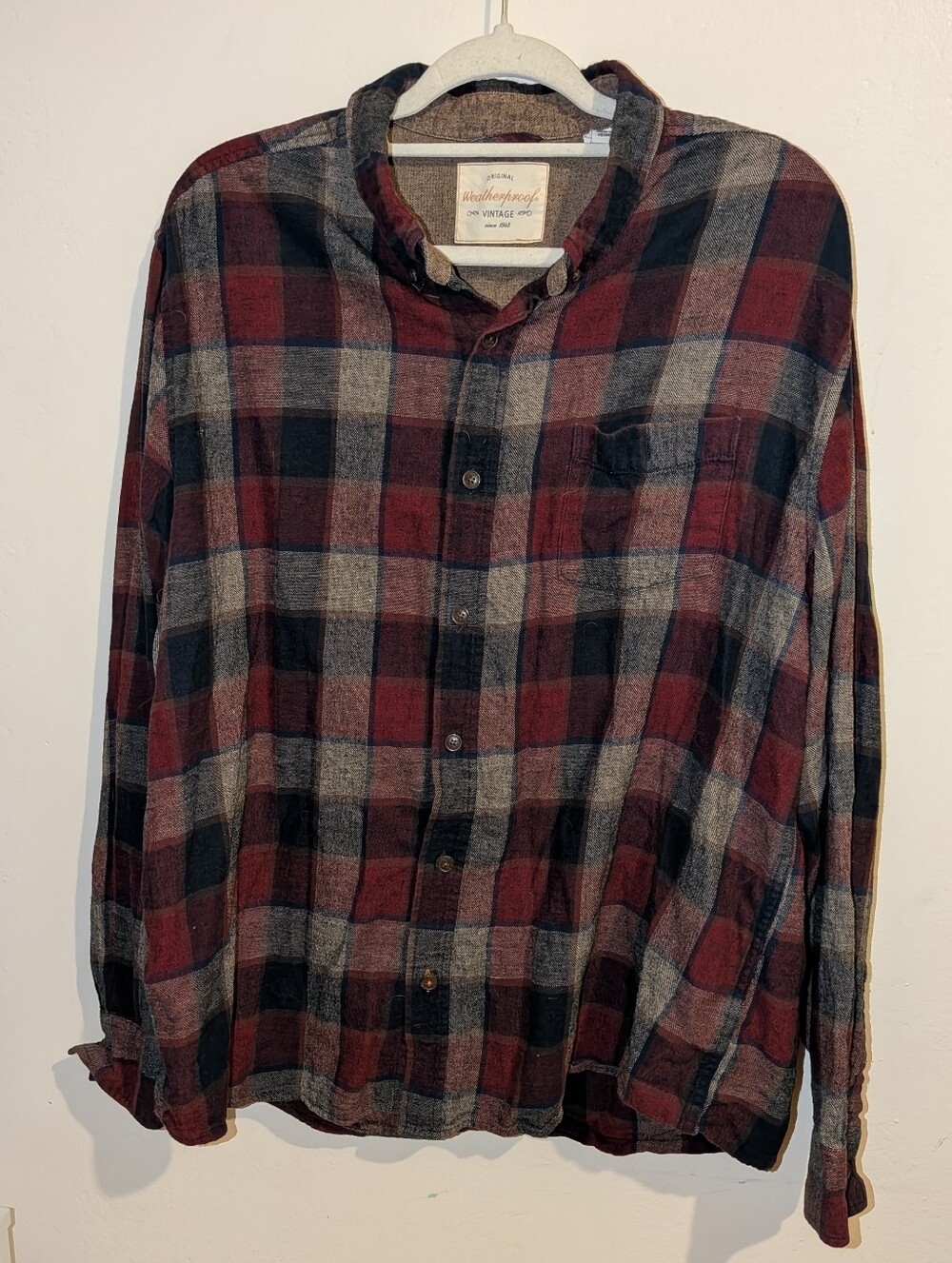 Original Weatherproof Vintage Men’s Plaid Button-Down Shirt - Size XXL